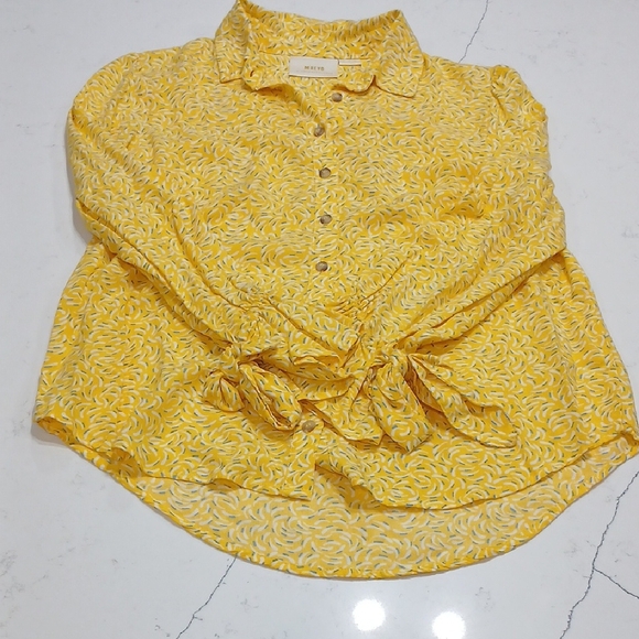 Maeve By Anthropology Lemon Button-Down Shirt Sz4 Gentle Used - Picture 5 of 8